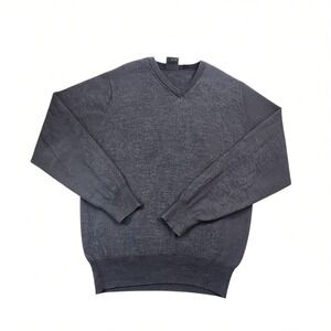 Jos A Bank Mens Large Gray Merino Wool V Neck Pullover Sweater Business